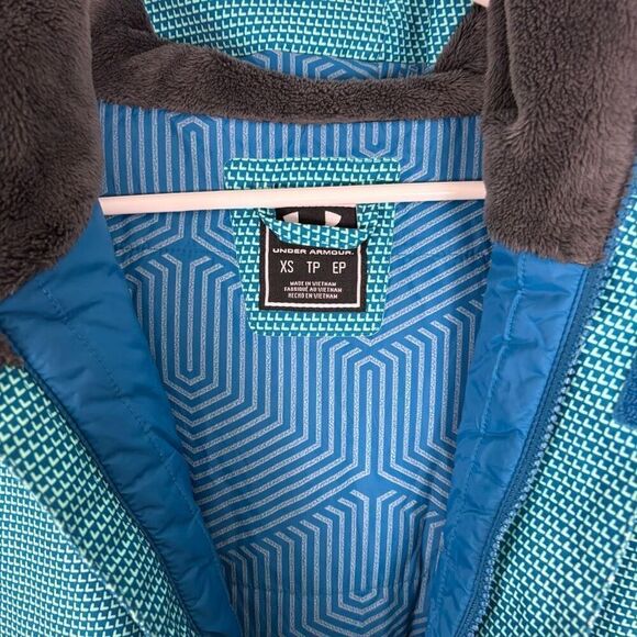 Under Armour Storm Light Blue Patterned Hooded Ski/Snowboard Fleece Lined Winter - Picture 7 of 13